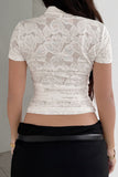 Floral Lace Mandarin Collar Top