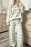 Striped Mock Neck Wide-Leg Pants Set