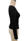 Lace Trim V-Neck Long Sleeve Top
