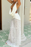 Halter-Neck Ruched Maxi Dress