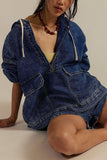 Long Sleeve Drawstring Zip Hoodie
