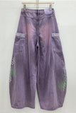 Graphic Script Pocket Baggy Jeans