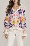 Floral Crochet V-Neck Cardigan