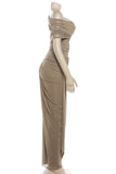 Off-Shoulder Evening Gown with Draped Design