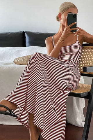 Striped Spaghetti Strap Maxi Dress