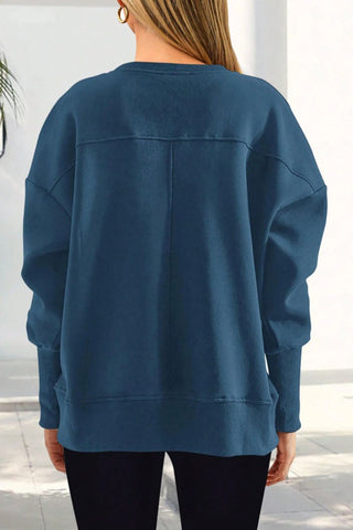 Crew Neck Side Slit Pullover