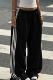 Striped Side Wide-Leg Casual Pants