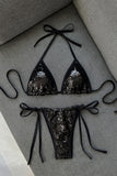 Sequin Halter Tie-Side Bikini Set