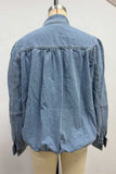 Stand-Collar Button-Front Denim Jacket