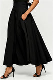High-Waist Pleated A-Line Midi Skirt