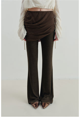 Low-Waist Layered Flared Pants