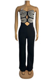 Strapless Jumpsuit with Geometric Design