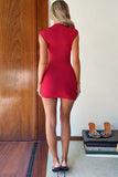Keyhole Mock Neck Bodycon Mini Dress