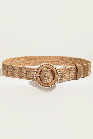 Textured Round Buckle Belt