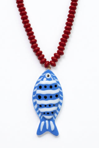 Fish Pendant Beaded Necklace