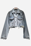 Studded Cropped Denim Jacket