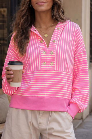 Striped Hooded Crop Sweatshirt