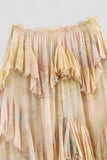 Tiered Ruffle Smocked Waist Midi Skirt