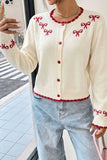 Bow Detail Button-Front Cardigan