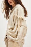 Tie-Sleeve Puff Zip-Up Hoodie