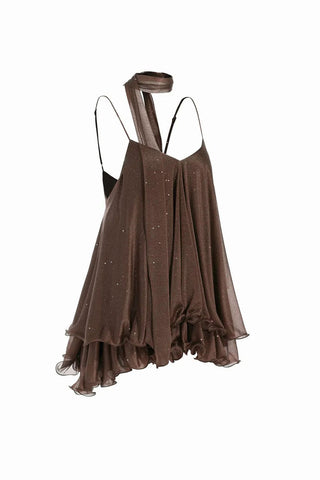 Ruffle Hem Spaghetti Strap Mini Dress
