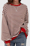Striped Crew Neck Contrast Trim Top