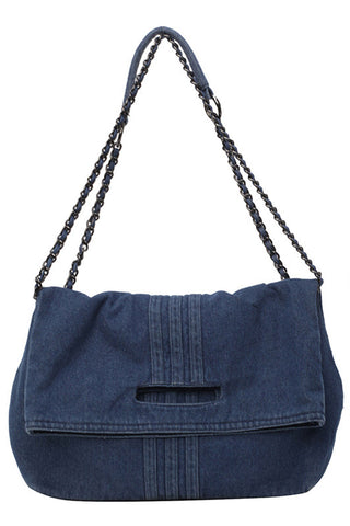 Flap Chain Strap Slouchy Shoulder Bag