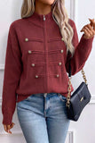 Zip-Front Mock Neck Knit Cardigan