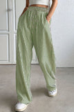Drawstring Striped Wide-Leg Casual Pants