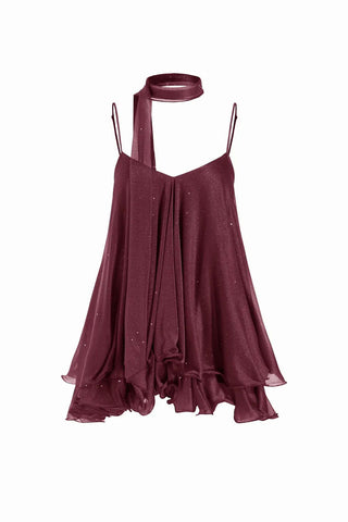 Ruffle Hem Spaghetti Strap Mini Dress