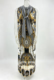 Tie-Back Halter Printed Maxi Dress