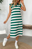 Striped Polo Neck Casual Dress