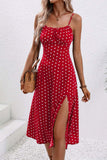 Polka Dot Midi Dress with Side Slit