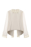 Fringe Trim Open Front Long Sleeve Jacket