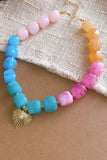 Chunky Bead Sunburst Charm Necklace