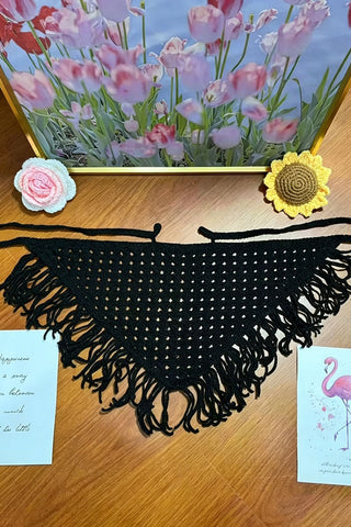 Crochet Fringe Triangle Scarf