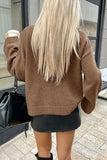Button Crew Neck Knit Cardigan