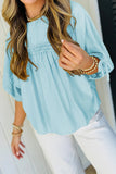 Tie Pleated Babydoll Blouse