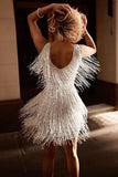 Sequin Fringe V-Neck Sleeveless Mini Dress