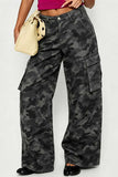 High-Waist Wide-Leg Cargo Casual Pants