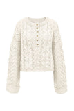 Cable Knit V-Neck Button Front Cardigan