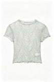 Sheer Floral Lace Short Sleeve T-Shirt