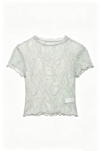 Sheer Floral Lace Short Sleeve T-Shirt