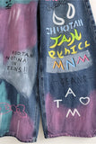 Graffiti Print High-Waist Barrel Jeans