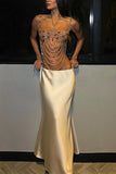 Jeweled Chain Drape Square Neck Tank