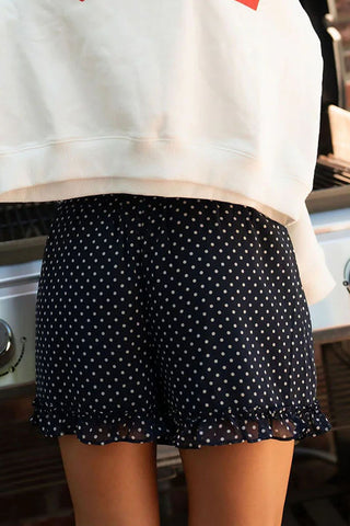 Polka Dot Ruffle Hem Casual Shorts