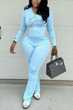 Graphic Zip-Up Hoodie and Flare Pants Set