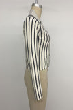 Striped V-Neck Button-Front Crop Cardigan