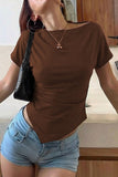 Ruched Asymmetrical Hem Short Sleeve Top