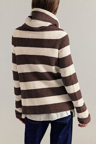 Striped Fringe Trim Button-Front Cardigan